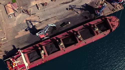 Working Cranes in the Port, Coal Export