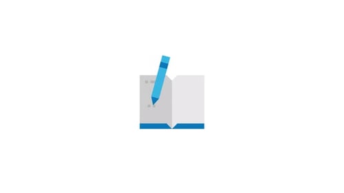 Animated Book and Pen Writing with Checkmark Icon