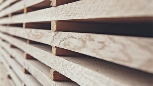 Stacked Timber Planks Close Up