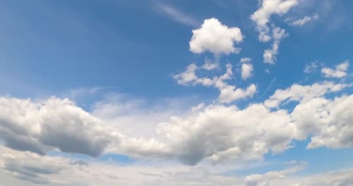 Blue sky clouds flowing. Timelapse summer cloudy weather.