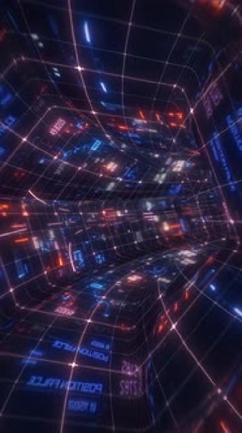 Vertical Video Futuristic Tunnel CG Animation
