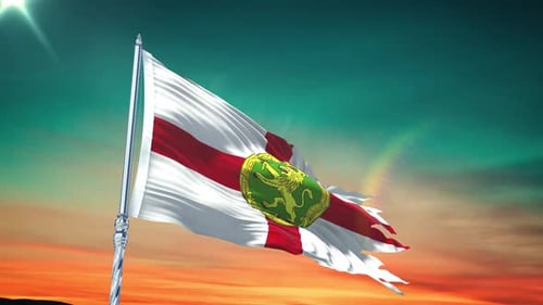 Alderney Island Flag Waving Loopable Realistic 3D Animation