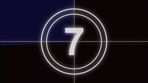 Countdown old movie from 9 to 0 number. Old film movie timer count retro style,