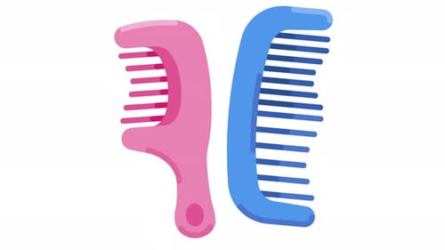 Animated Flat Design Pink and Blue Hair Combs