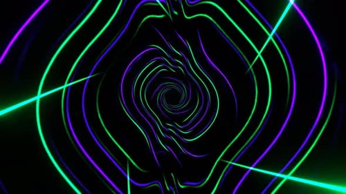 Purple And Turquoise Neon Spiral Shine Background Vj Loop In 4K