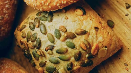 Close Up of Delicious Seeded Bread Rolls