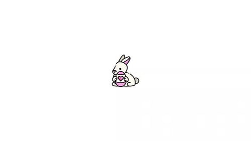 Cute Easter Bunny Holding Pink Egg Flat Design Animation