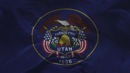 Utah Flag Slow Motion Cloth Animation -3D Rendering
