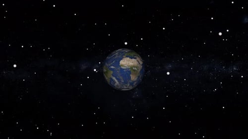 3D Rotating Earth Globe in Starry Space Background