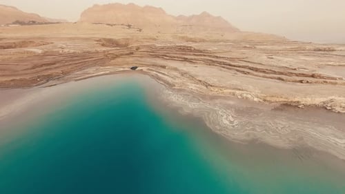 Aerial View of the Dead Sea at Sunset