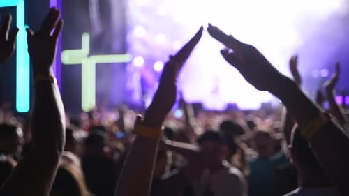 Exciting Nighttime Performance With Cheering Crowd