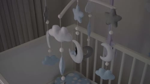 Crib Mobile with Clouds, Moon, and Stars