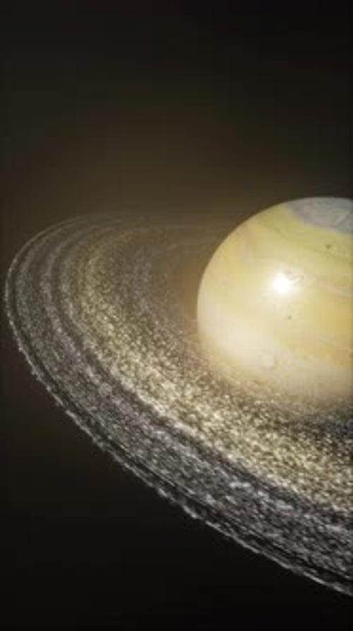 Saturno, planeta giratorio con anillos en el espacio profundo