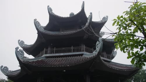 Ancient Temple Tower Roof Exterior At Spiritual Complex In Trang An, Bai Dinh Pagoda, Ninh Bình Prov