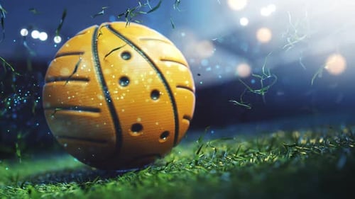 Dynamic 3D Sports Ball with Particle Trails and Bright Light Burst