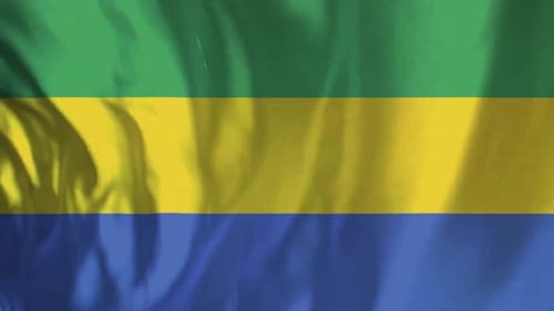 Waving Gabon Flag Realistic Fabric Animation