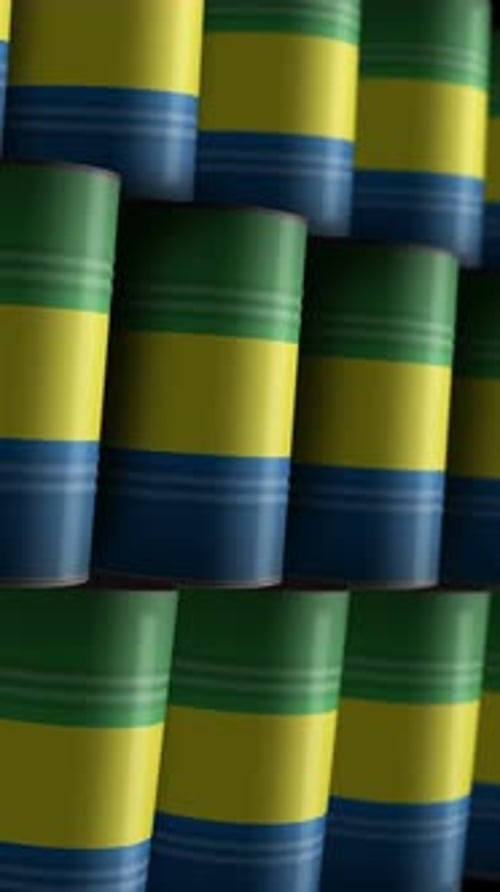 Gabon oil crude petroleum fuel barrels in row endless