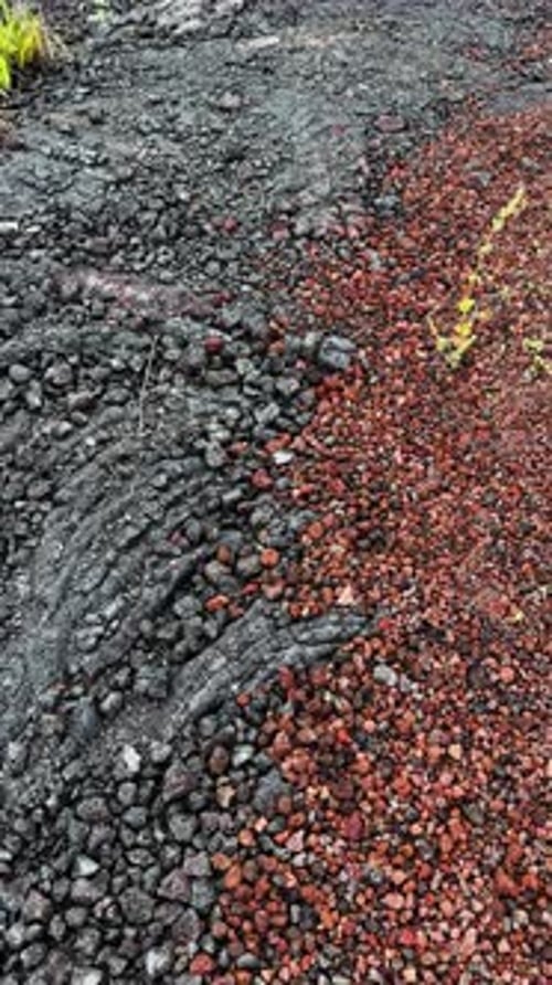 Contrast Between Solidified Lava and Volcanic Stones