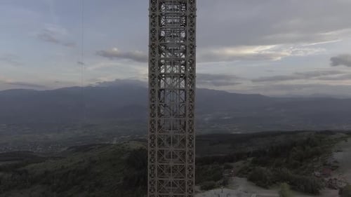 Monumental Steel Cross on Mountain Top