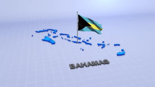 Mapa de Bahamas con bandera