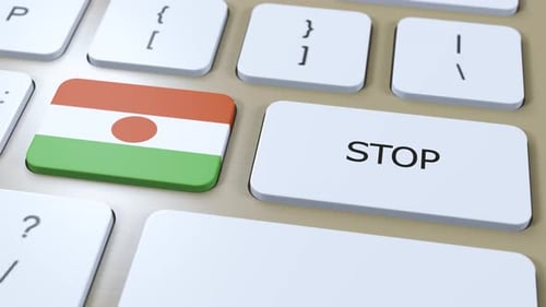 Niger Country Flag and Stop Button 3D Animation