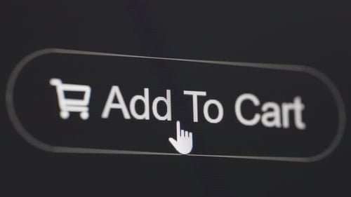 Clicking add to cart button on the black computer screen