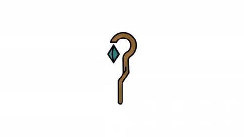 Animated Flat Design Staff with Sparkling Jewel Icon