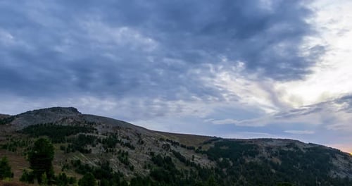 Mountain Lake Time Lapse in Summer or Autumn Wild Nature and Beautiful Sunset Moving Clouds Deep