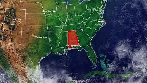 USA Map Animation with State and Capital City Highlight
