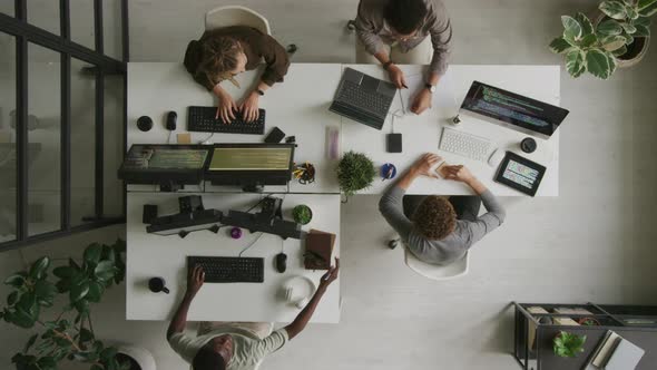 Top View of Programmers Working in Open Space Office, Business ...