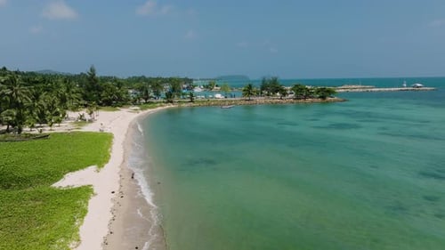 Tropical Beach with Palm Trees and Turquoise Water Ko Pha Ngan Thailand
