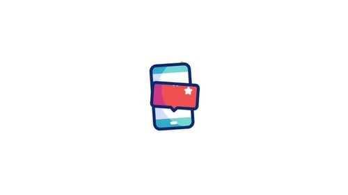 Flat Design Smartphone Notification with Star Rating Animation