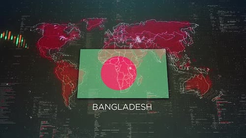 Bangladesh Stock Market Chart Background With Flag