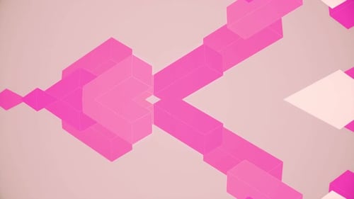 Abstract Pink Geometric Cube Shapes Looping Background