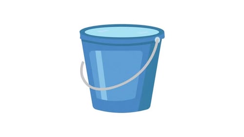 Blue Cup Transforms to Bucket Flat Design Animation