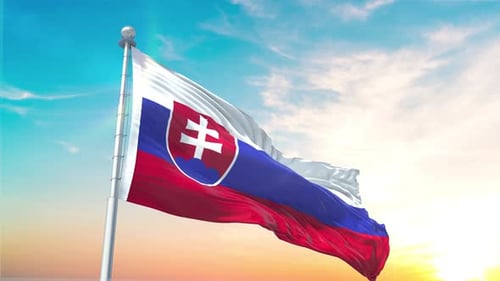 Slovakia Flag Waving Realistic 3D Animation