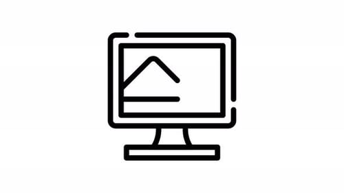 Animated Flat Design Computer Monitor with Document Icons