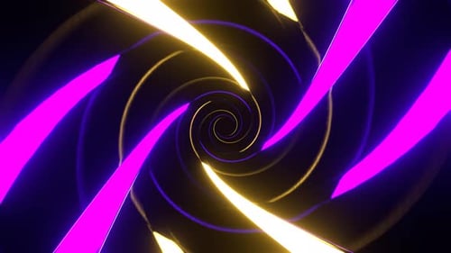 Purple And Yellow Neon Spiral In Mirror Tunnel Background Vj Loop In 4K