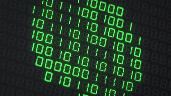 Digital binary computer code. LED seven segment display. Abstract ...