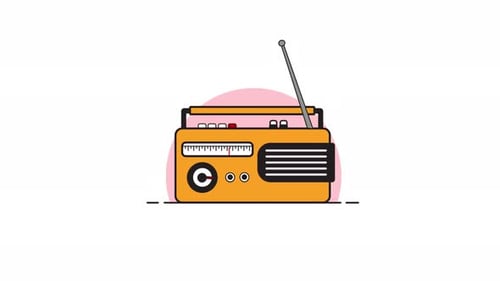 Animated Radio Icon in Flat Design Style