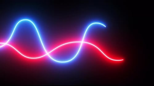 Abstract Background With Glowing Neon Waves,Alpha Channel Laser Show, Virtual Reality 4K