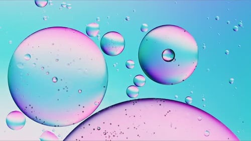 Abstract Colorful Organic Food Oil Drops Bubbles On Water Surface 108
