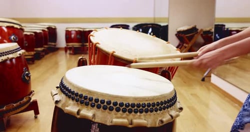 Drum, taiko and entertainment for song, dance and instrument for Japanese culture or tradition