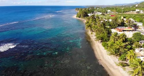 Drone footage while flying over a beach in the southeast part of Puerto Rico.