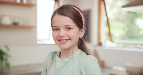 Smiling Girl Portrait in Bright Home