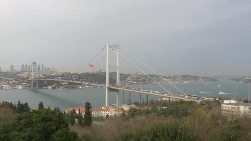 Aerial View of Istanbul Bosphorus Bridge