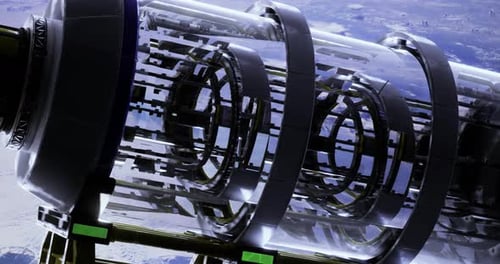Structure avancée du télescope spatial montrée sur fond de Terre
