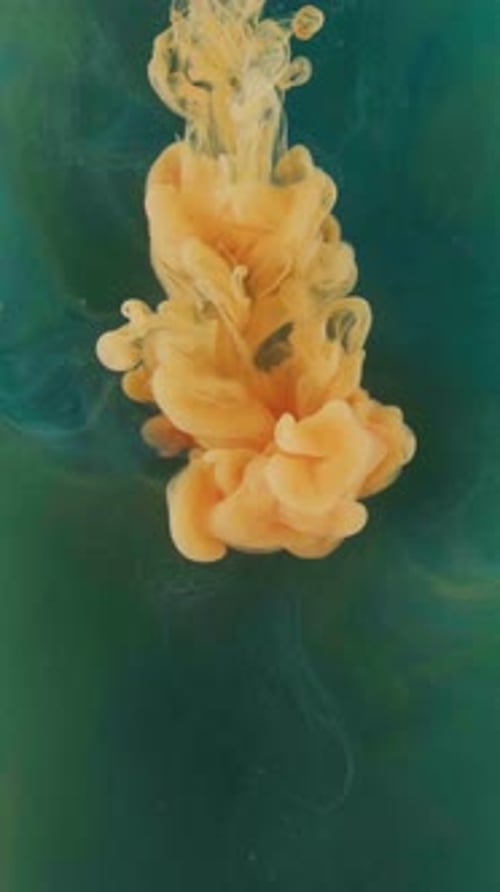 Orange Ink Bloom in Blue Liquid