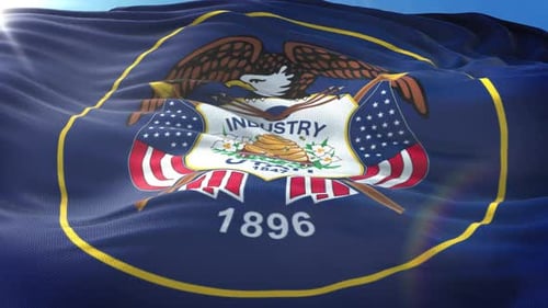 Zoom In Realistic Flag Of Utah 4K