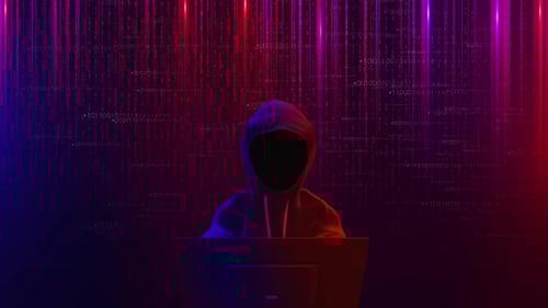 Cybersecurity Vulnerability Hacker Coding Malware Hooded Computer Cyber Private Data Security Server